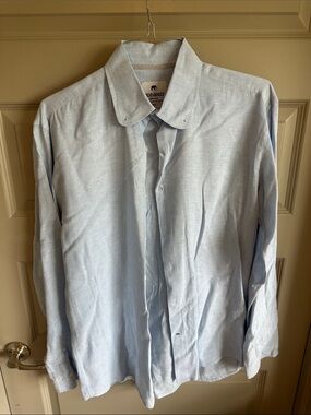 Nico Genze Linen Light Blue Men's Button-Up Shirt by